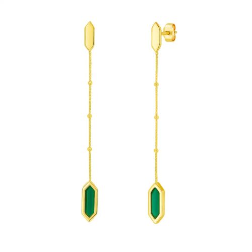 Hexagon Malachite Earrings